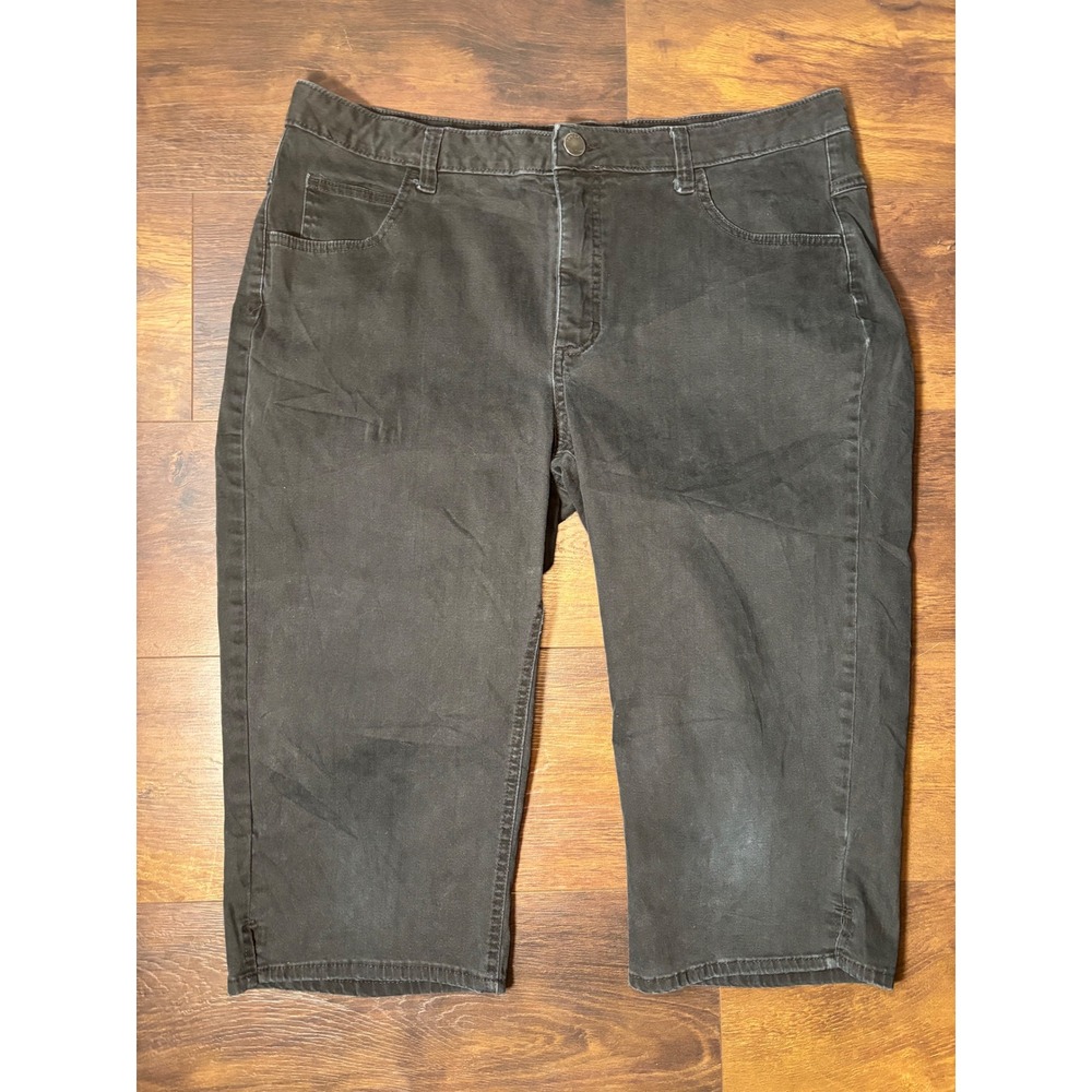 Riders by Lee Womens Black Denim Capri Pants Cropped Jeans Size 16W 18W Approx